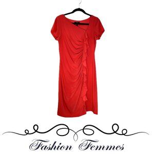 Ronni Nicole Short Sleeve Red Vertical Ruffle Dress